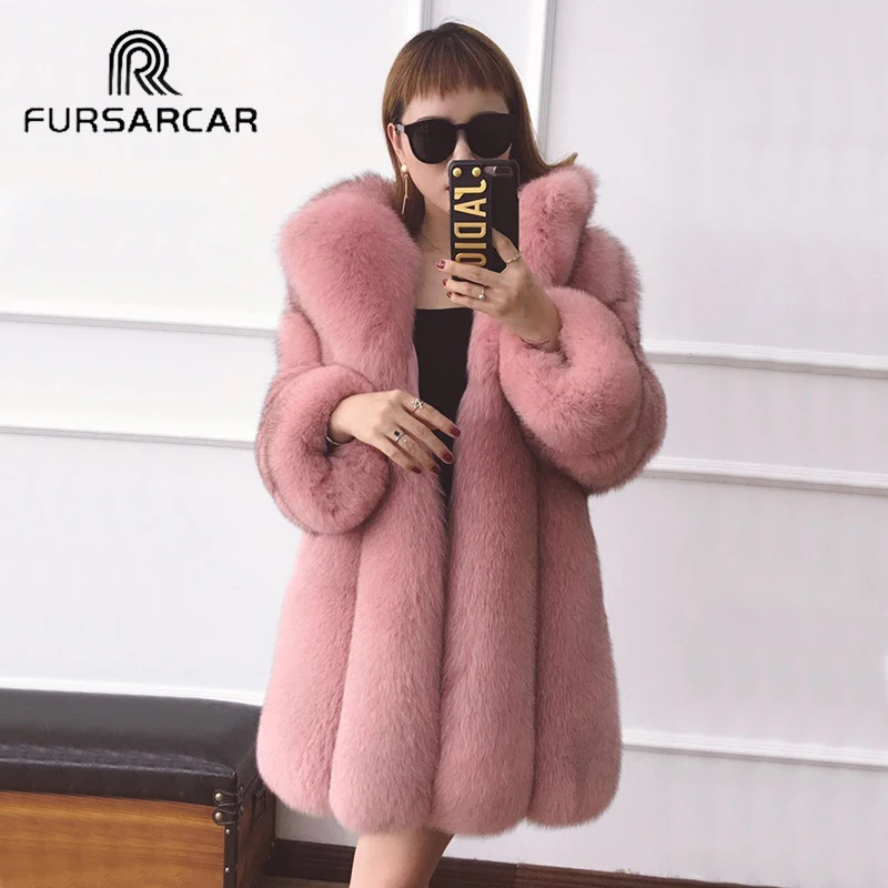 FURSARCAR Whole Skin Women Real Fur Coat Genuine Natural Fur Female Jacket Winter Thick Women Long Fox Fur Coat With Fur Collar FURSARCAR Whole Skin Women Real Fur Coat Genuine Natural Fur Female Jacket Winter Thick Women Long Fox Fur Coat With Fur Collar