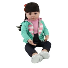NPK 46 см силиконовая кукла реборн с длинной hairToy для девочек новорожденных принцесса младенцев Bebe сопутствующий подарок на день рождения