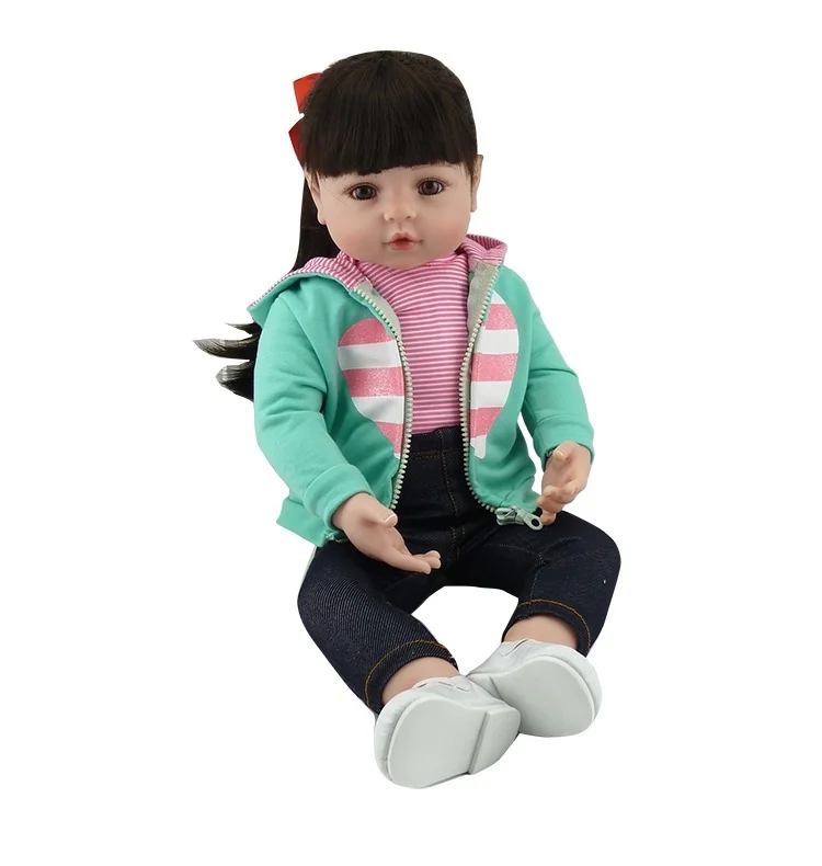 

NPK 46cm Silicone Reborn Baby Doll with long hairToy For Girls Newborn Princess Babies Bebe Accompanying Birthday Gift