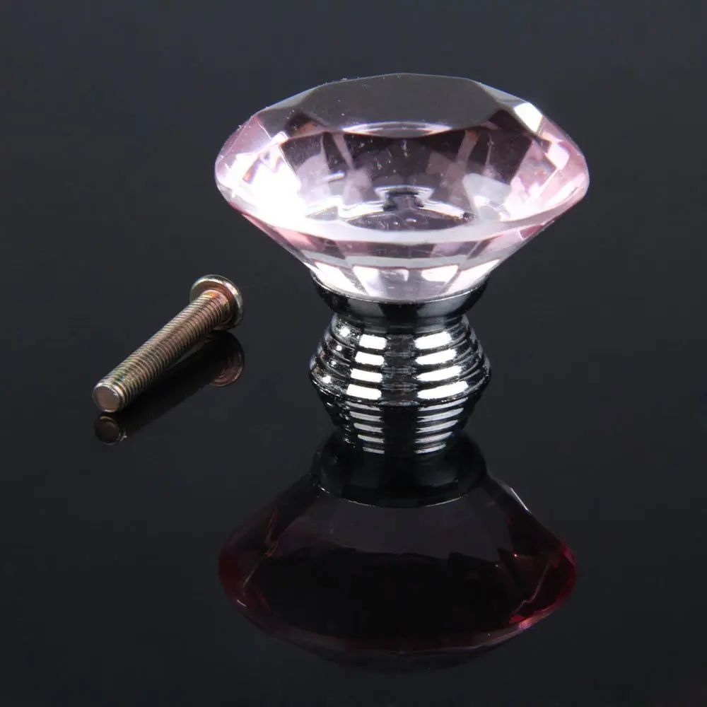 

Promotion! 10pcs Diamond Shape Crystal Glass Drawer Pull Handle (Light Pink)