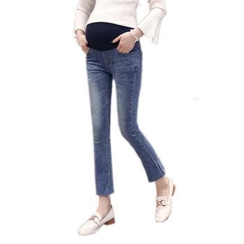 

Denim Maternity Jeans Pants Spring Summer Clothes for Pregnant Women Pregnancy Belly 9-minute boot cut