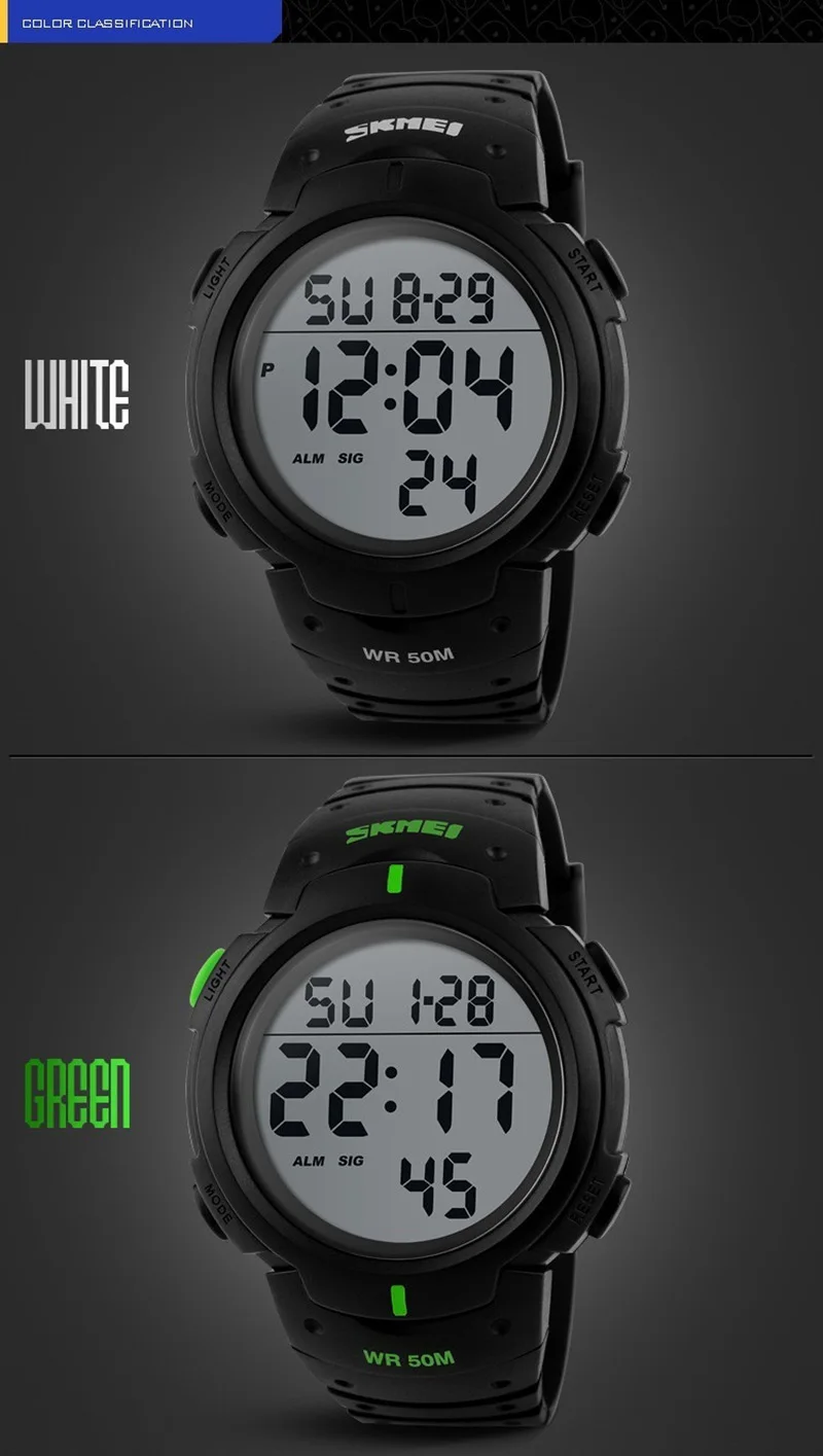 Мужские спортивные цифровые наручные часы с большим циферблатом, военные часы, шоковая система оповещения, водонепроницаемые часы reloj hombre SKMEI