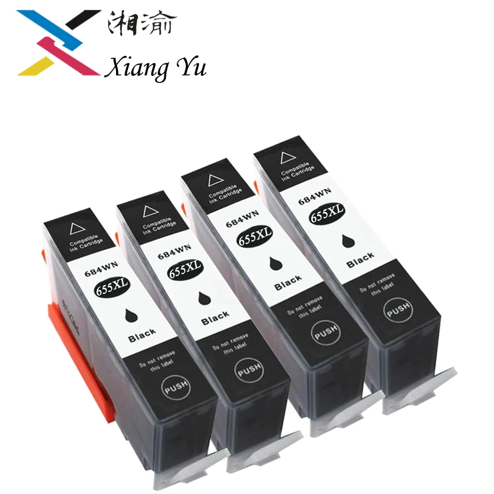 

4 Black 655XL Compatible Ink Cartridge Replacement for HP 655 CZ109AE for HP deskjet 3525 5525 4615 4625 4525 6520 6525 6625