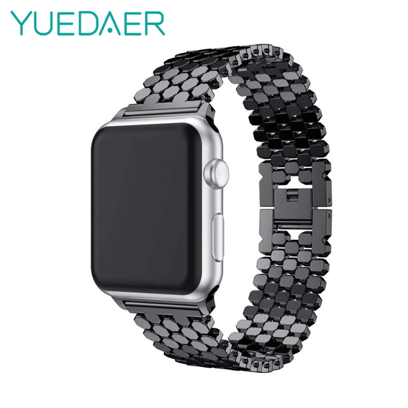 YUEDAER Fish Scales Smart Watch Strap For Apple Watch 1 2 3 Series Luxury Metal Watch Bracelet For 42 38mm Size Stainless Steel