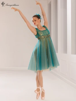 

Colorful Adult Green Performance Dance Ballet Lyrical Dress Children Dance Costume Stage Ballet Dress BL0123