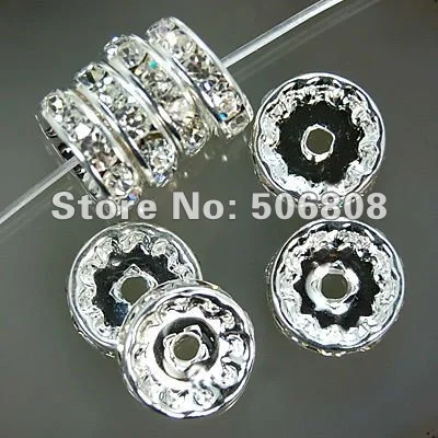 

Стразы с кристаллами 12 мм рондели разделительные бусины, посеребренные с прозрачными Проставками, сделай сам, баскетбольные бусины шт./партия