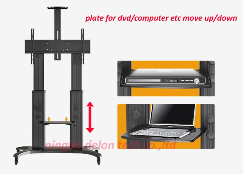 Алюминиевый сплав NB AVA 1800-70-1P ТВ Пол Мобильная тележка свободный подъем 5"-80" жк плазменный ТВ Стенд мебель с AV полки тормоза