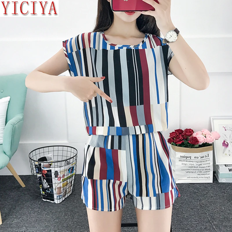 

Chiffon Short Pants 2 Piece Set Women Pant and Top Plus Size Large Summer Clothes Outfit Tracksuit Sportswear Fitness Co-ord Set