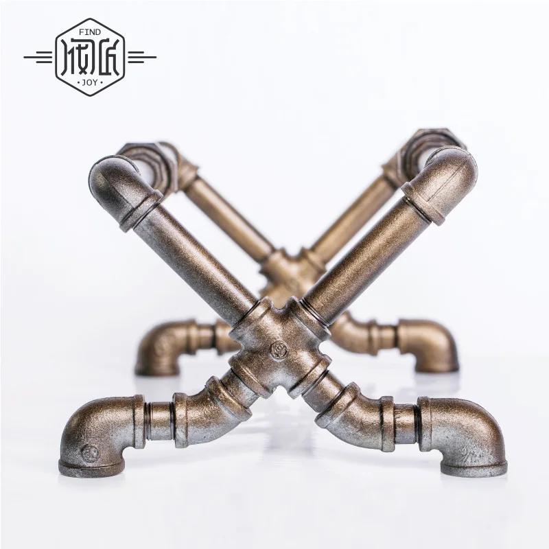 Retro Individuality Bookshelf Pipe Iron Wrought iron Pipe Shelf Cafe Bars Study Living Room Bedroom Bookshelf