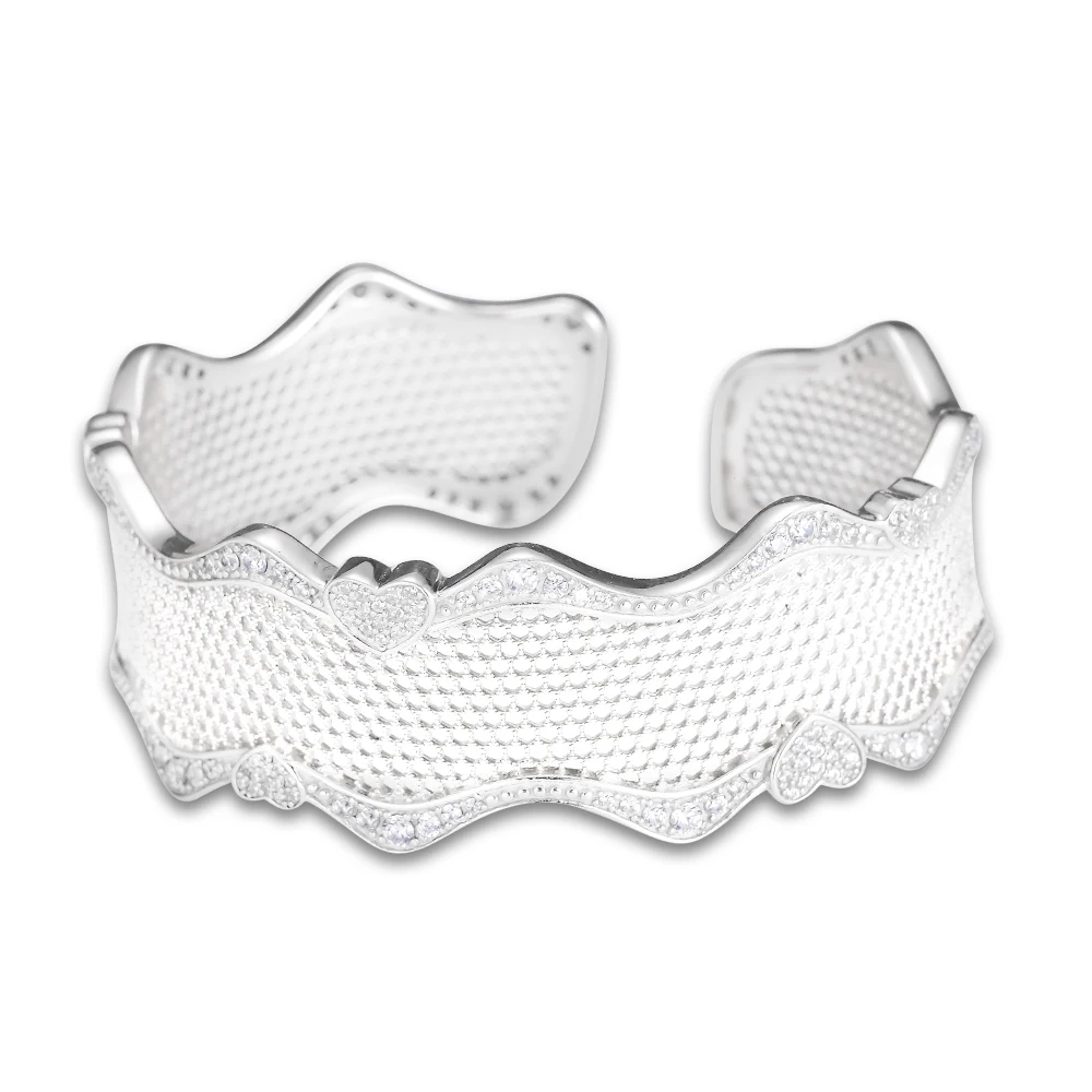 

Lace Of Love Bracelet Cuff Bangles with Clear CZ 925 Sterling Silver Bracelets Bangles for Women pulseras mujer hombre