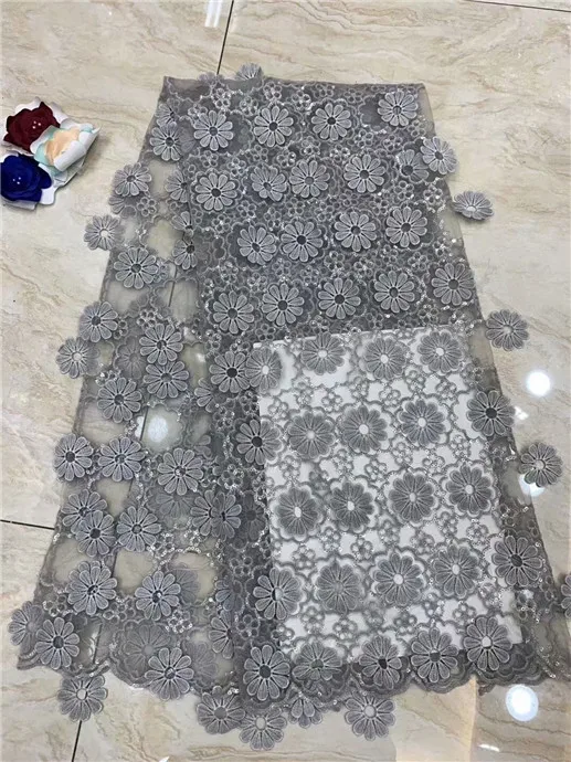 

Nigerian Lace Fabrics in sequines Dress Material paillette silver sequin fabric 2018 high quality African sequin mesh fabric