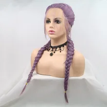 Marquesha длинные прямые Лавандовые фиолетовые синтетические кружевные передние плетеные парики термостойкие Сменные парики для женщин