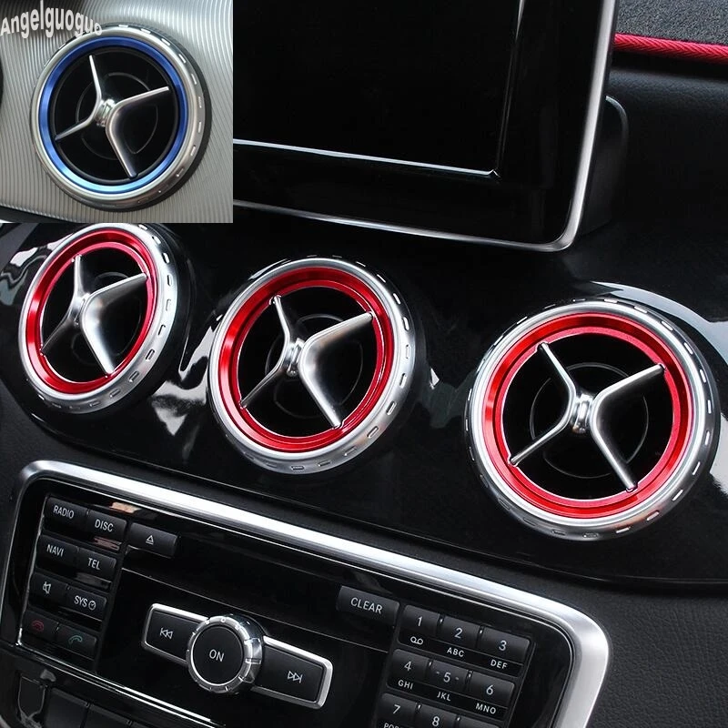 angelguoguo 5 pcs Car Air Conditioning outlet decoration trim ring cover sticker for Mercedes Benz GLA CLA A B class accessories