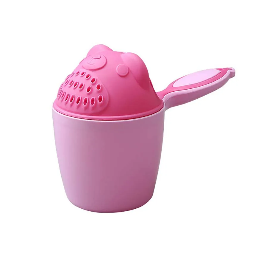 Мультяшные Детские шапочки для ванны, Детские шампуневые стаканы, детские купальные ложки для душа, Детские моющие стаканчики для волос, Детские Банные принадлежности - Цвет: Розовый