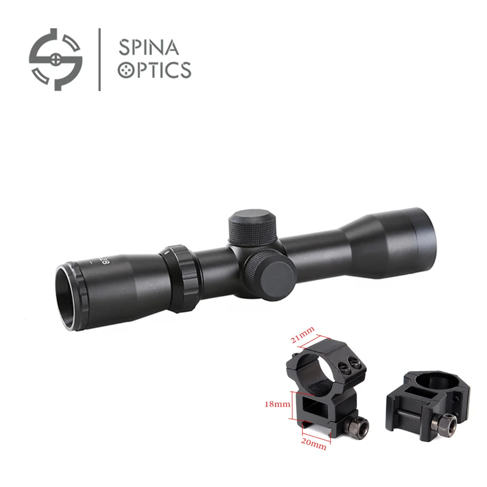 Оптика SPIAN 2-6x28 прицел для охотничьей стрельбы 20 мм/11 мм крепление - Цвет: with 20mm rings