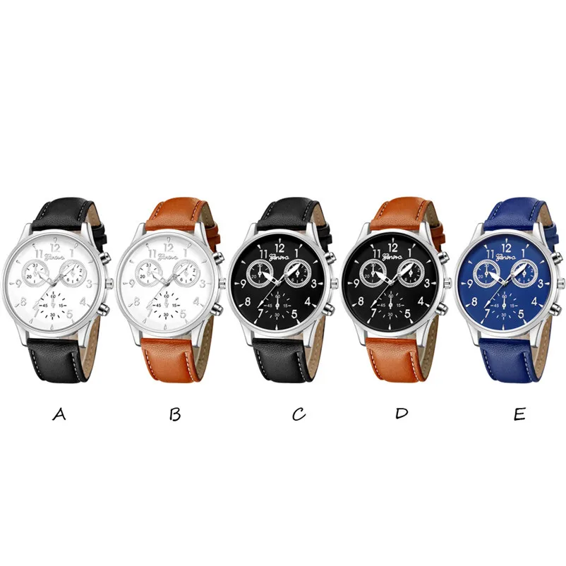 Fashion Men's watches of famous luxury brand Leather Military Casual Analog Quartz WristWatch Business Watches clock 3M28#N (1)