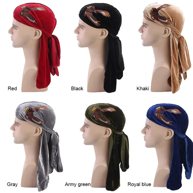 Luxury Men's Velvet Durag Pirate Bandana Turban Biker Durags Headwear