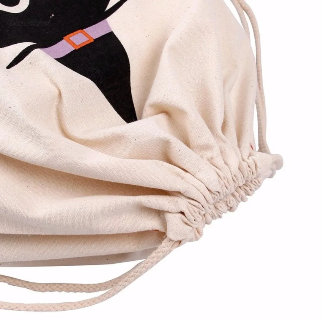 1pc Halloween Pumpkin Spider Canvas Bag Beam Port Drawstring Sack Candy Gift Bag New