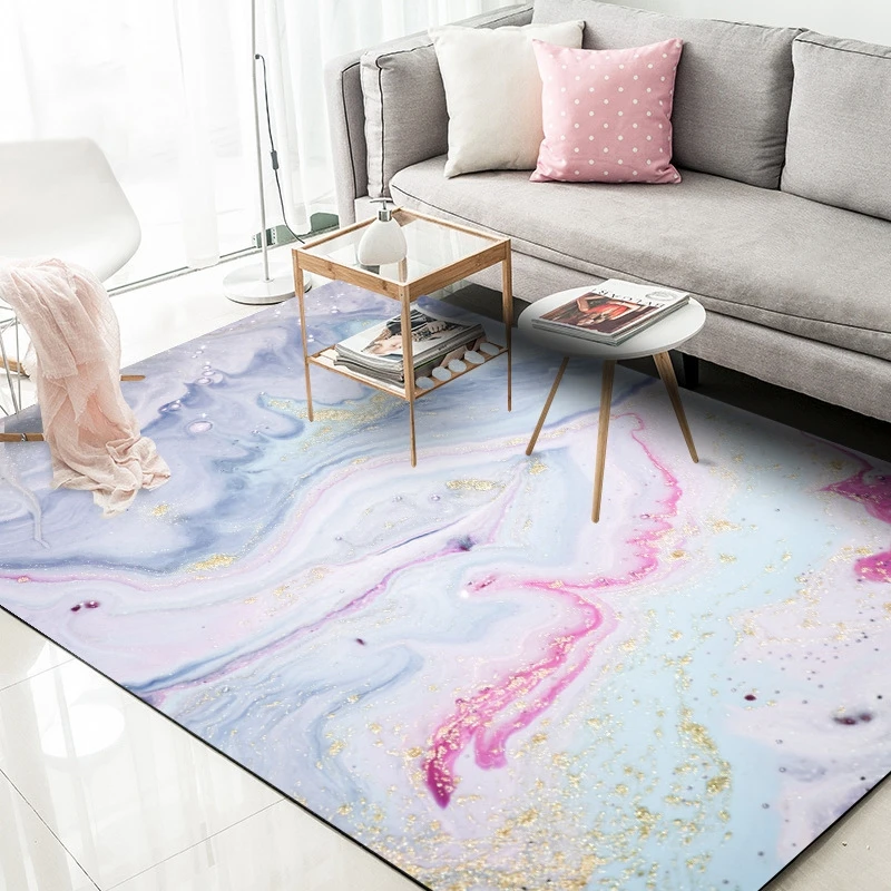 

Nordic Simple Carpets Abstract Colorful Geometric Living Room Decor Area Rugs Table Household Bedroom Bedside Non-Slip Floor Mat