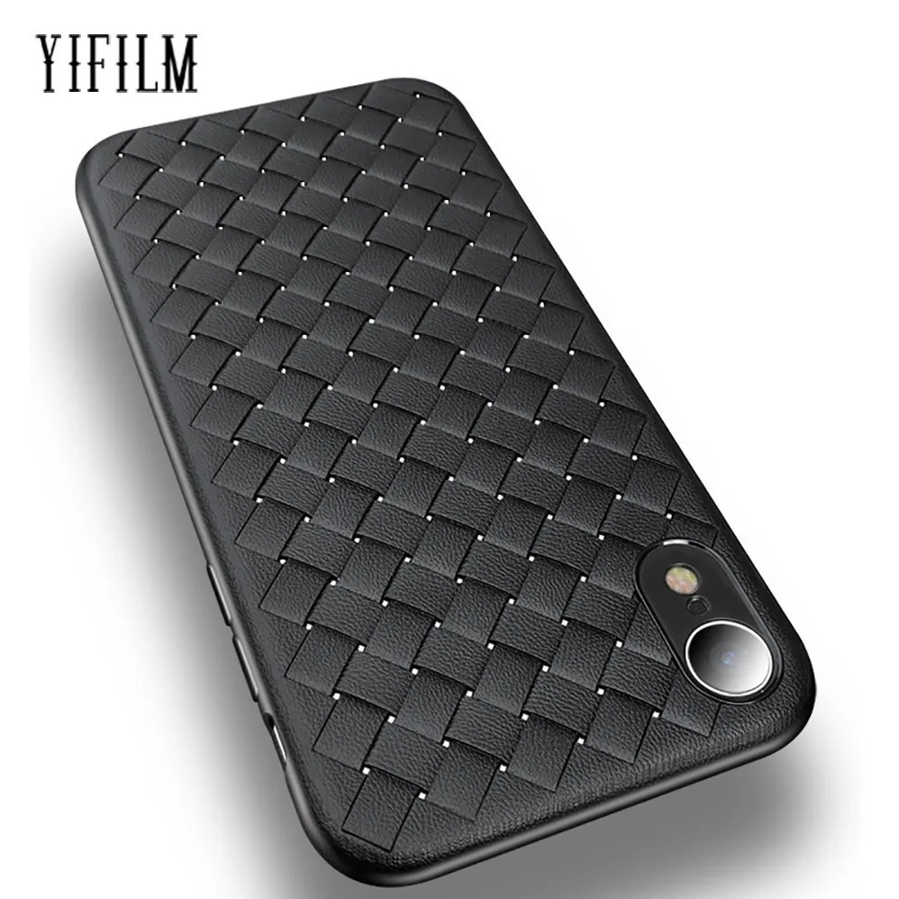 Woven Pattern Leather Case Black Back Cases For Iphone X Xs Xs