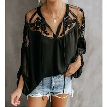 Chemisier à manches longues, Costume en mousseline de soie, nouveau Style, t-shirt, Camiseta Mujer, grande taille, été 2019