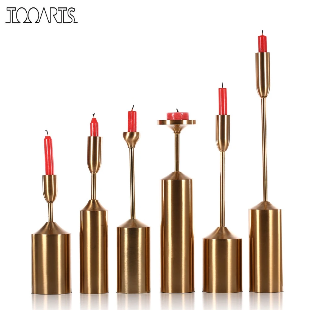 Tooarts Candlestick With Long Pole Metal Pillar Candlelight Dinner Candleholder Table Ornament Tealight Holder Wedding Decor Candle Holders Aliexpress