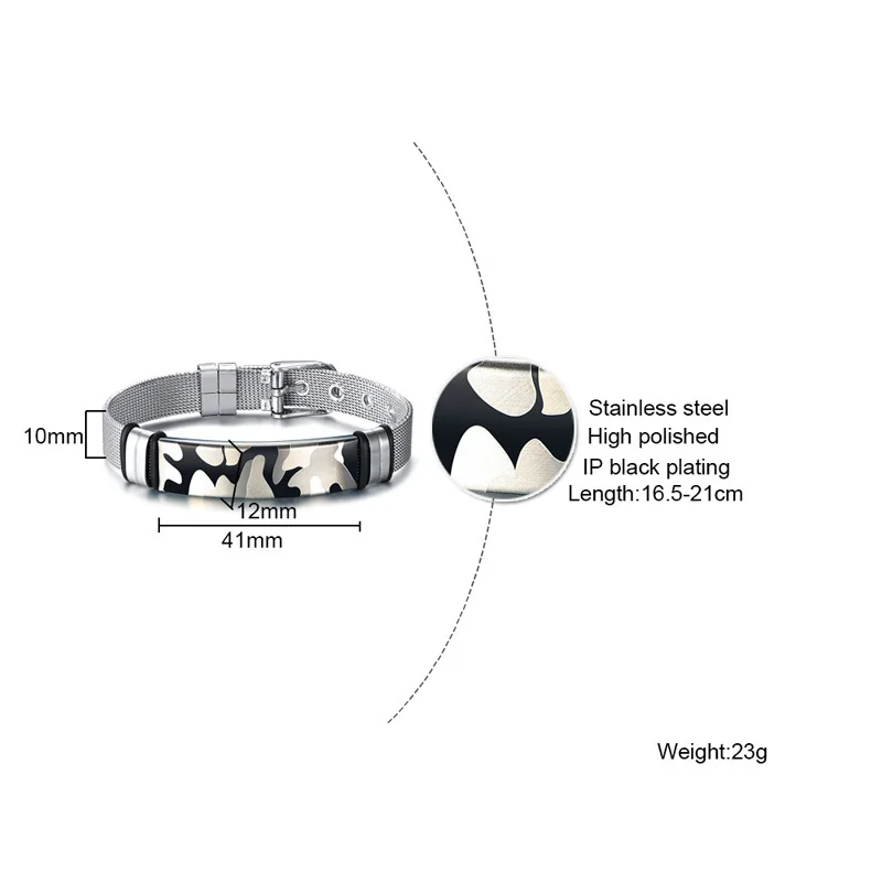 Мужской браслет камуфляж нержавеющая сталь скользящая Пряжка крутые модные часы Бренды звено цепи солдат военный юбилей подарки