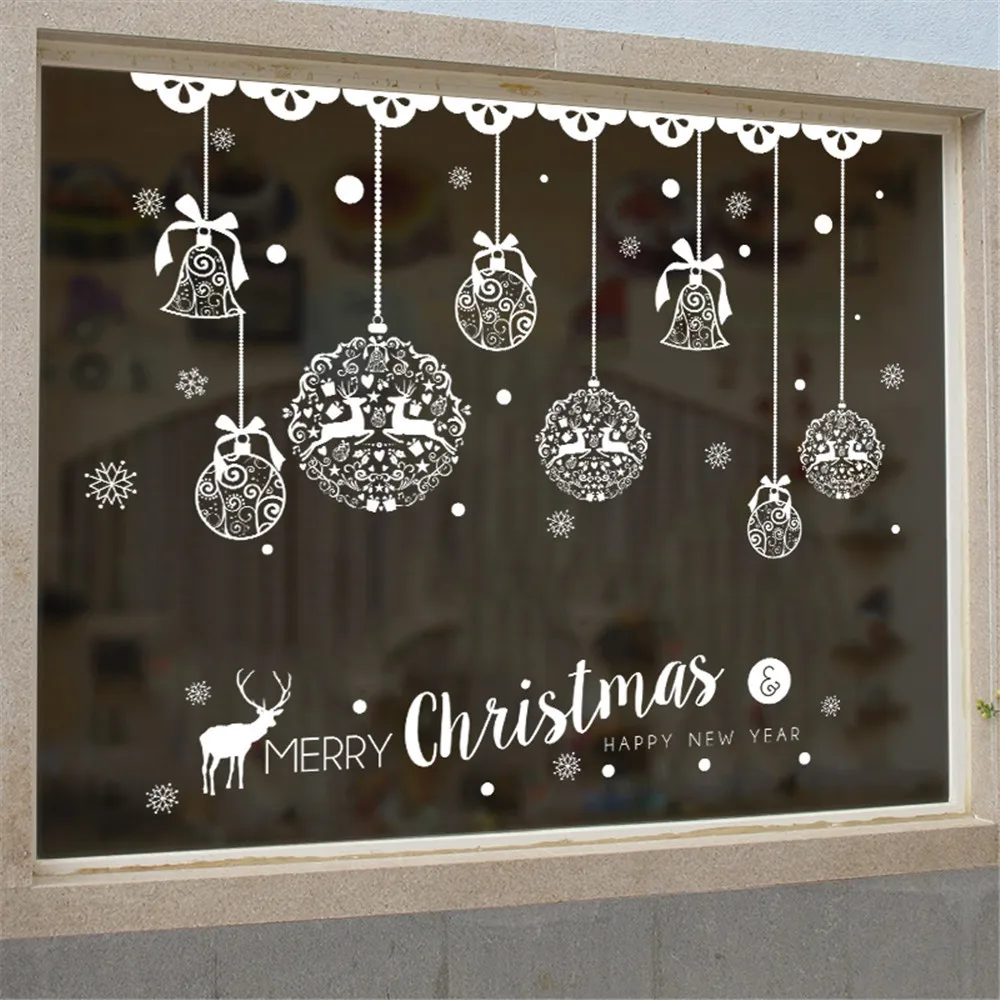 Рождество колокольчики шаблон наклейки на стену год письма магазин Декор на окно и стены рождественские украшения стикер#3