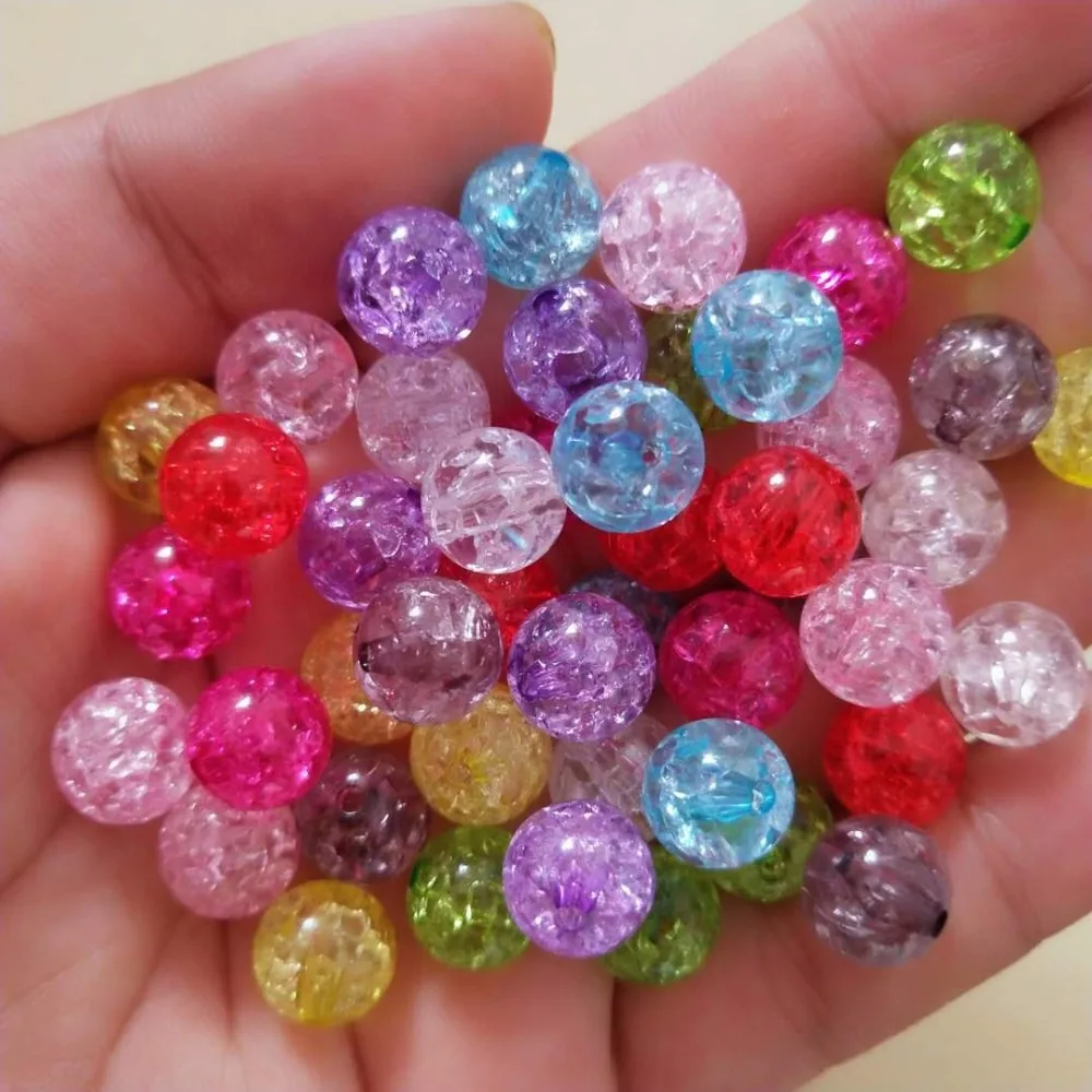 Wholesale Mixed Colors Acrylic Crackle Beads 8MM 10MM Multicolor