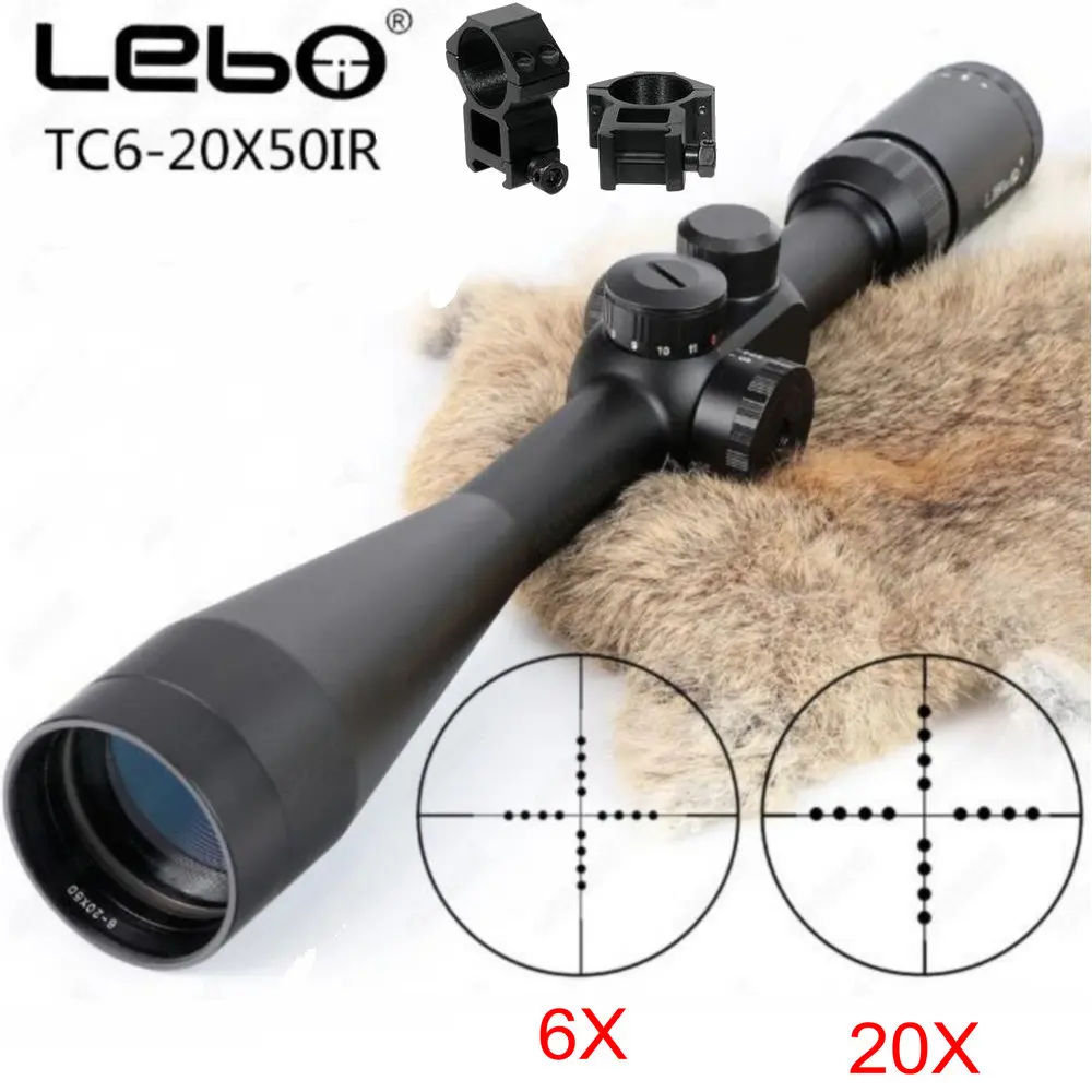 

LEBO TC 6-20x50 IR First Focal Plane Riflescope Side Parallax Mil dot Glass Etched Reticle Rifle Hunting Shooting Tactical Scope
