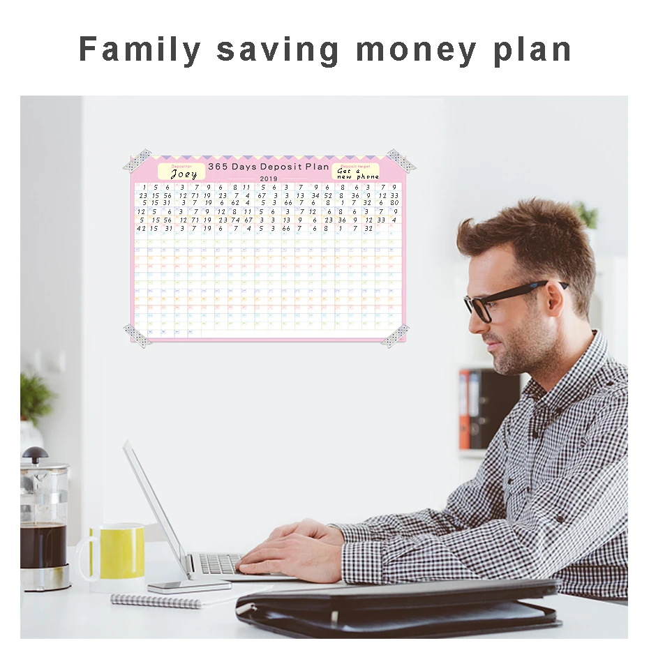 365 Days Calendar Planner Creative Periodic Deposit Planning Paper Year Deposit Plan Annual schedule Student Office Supplies 930_10