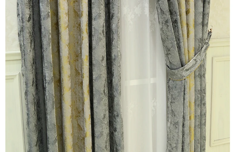 На заказ шторы Роскошные постмодерн пространство серый шить желтый sleek синель Nordic ткань плотные шторы тюль подзор N628