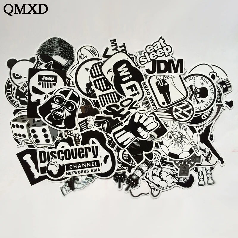 QMXD 60 PcsBlack и белый Прохладный DIY наклейки для Скейтборд ноутбука Чемодан сноуборд