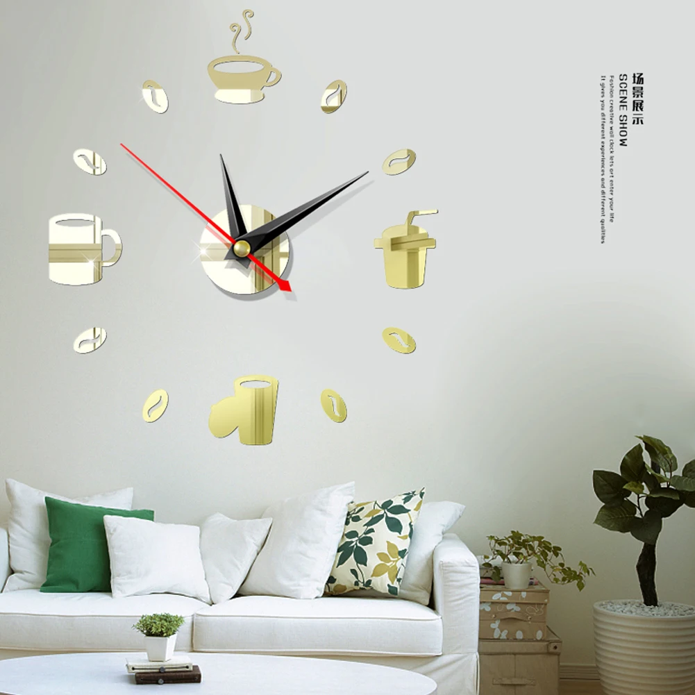 Faroot Новые Креативные современные DIY шикарные современные большие настенные часы 3D зеркальная поверхность художественная наклейка домашний декор