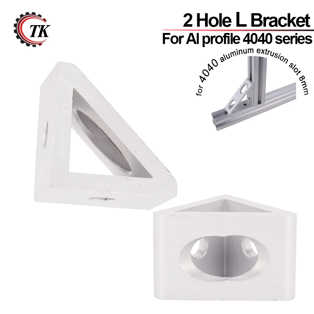 

2 hole Inside Guesset Corner Angle L Brackets Fastener Fitting Round Hole for 4040 Aluminum Profile Extrusion 4040