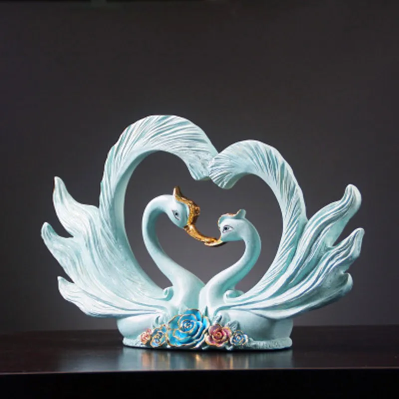 

Creative Art&Craft Heart Swan Sculpture European Style Valentine's Day Gift Home Accessories G1976