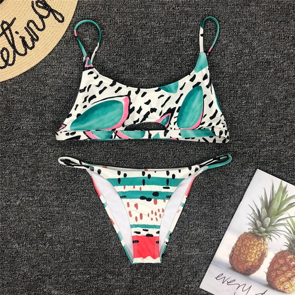 

Women Swimwear Print Push-Up Bra Beach Beachwear Swimsuit 2019 Swimming Suit For Women Biquini Maillot De Bain