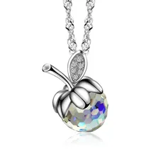Free Transport 100% Pure 925 Sterling Silver Fruit Crystal Necklace,Wholesale Trend Girls Jewellery,Can Drop Ship