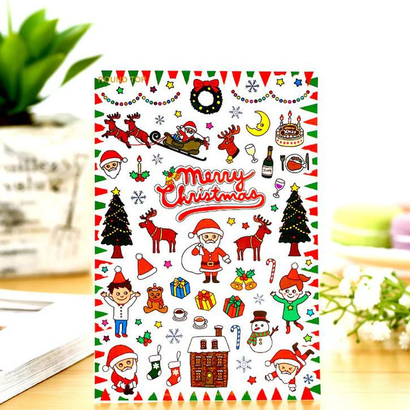 

5 Pcs/set Kawaii Merry Christmas Gifts Decorative Stickers Scrapbooking Stick Label Diary Stationery Album Stickers