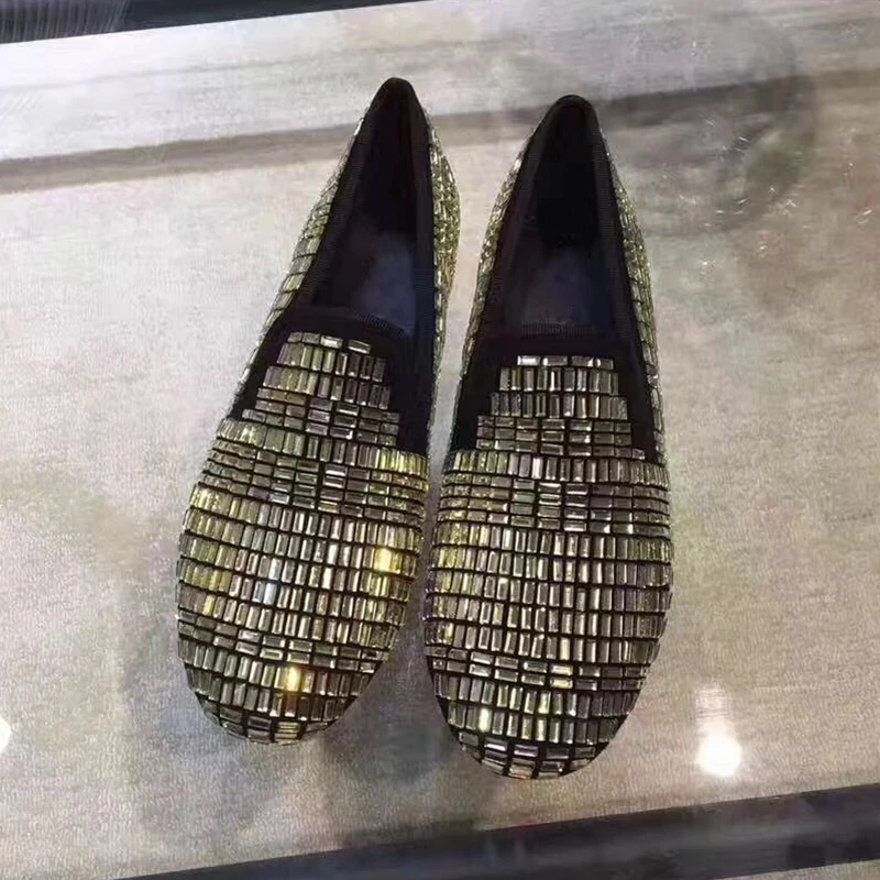 Pisos Mujeres Señoras stripes Toe Ocasionales Mujer Plata Negro Mocasines Cristal Con oro Plana Las De Diamantes Oro Zapatos Falsas En Zapato Deslizamiento Piedras Ronda plata fP8XxSq