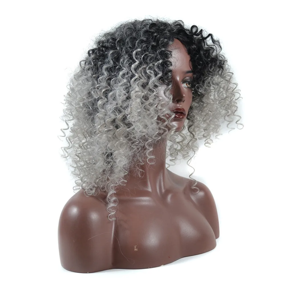 

Density Natural wigs for women wigs front lace gray curly hair wigs front lace similar with short human hair wigs curly 61123A