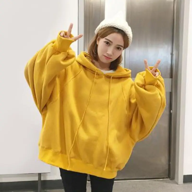

Long Sleeve Female spring and autumn hooded lantern sleeves BF Style Loose Student Hoodie