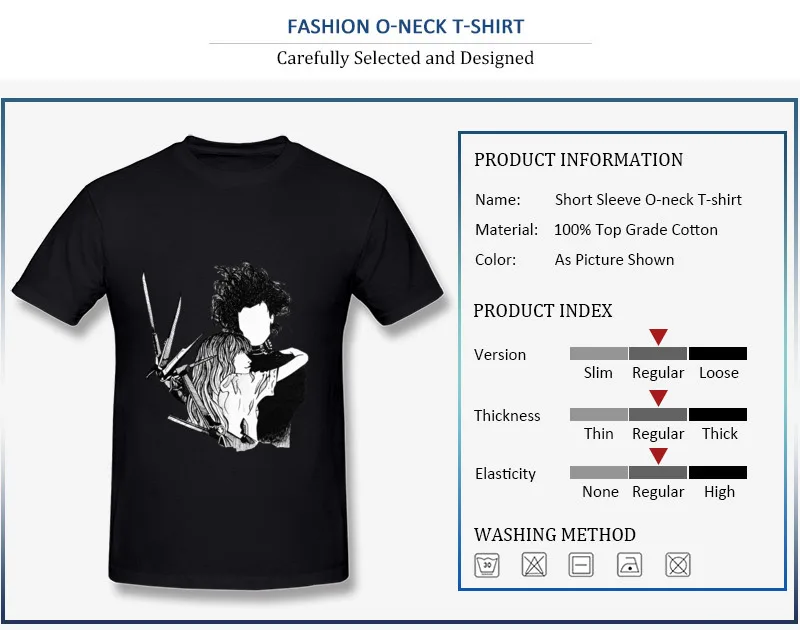 Printed Tops Shirts 2017 O-Neck Short Sleeve edward scissorhands Cotton Student T Shirts Cool Summer Clothing Shirt