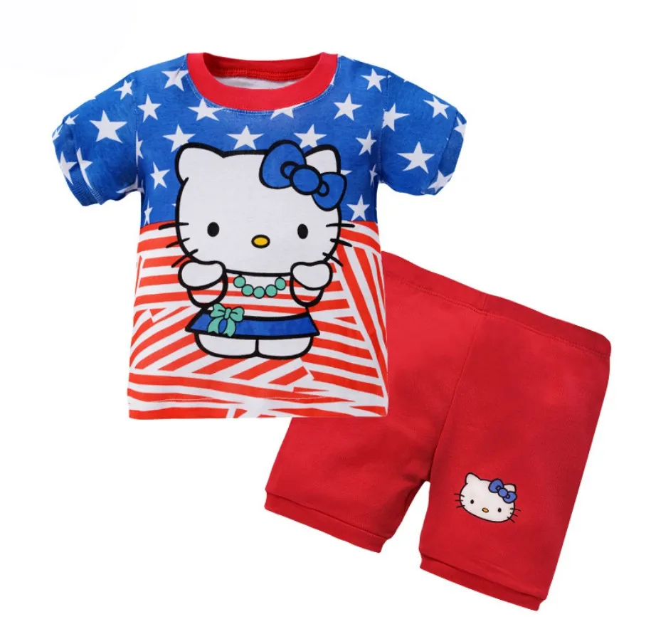 Детские пижамные комплекты Детские хлопковые летние пижамы, пижамы для девочек от 2 до 7 лет, пижамы с единорогом для мальчиков - Цвет: QH-SS135
