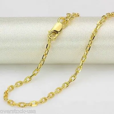

21.6INCH Pure 18K Yellow Gold Necklace 2mm Cable Link Chain Necklace Au750