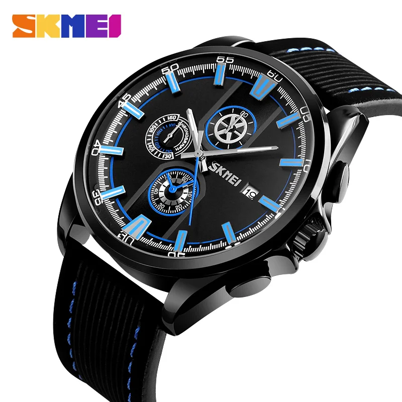 

Skmei Men's Quartz Watches Date Stopwatch Mens Wristwatch Time Waterproof Man Watch Luminous Pointer Reloj Hombre For Men 9181