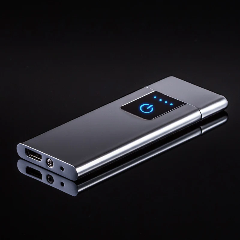 

Cigarette Lighters Windproof Flameless Ultra-thin USB Rechargeable Touch-senstive Metal Lighter Tungsten Turbo for Smoking
