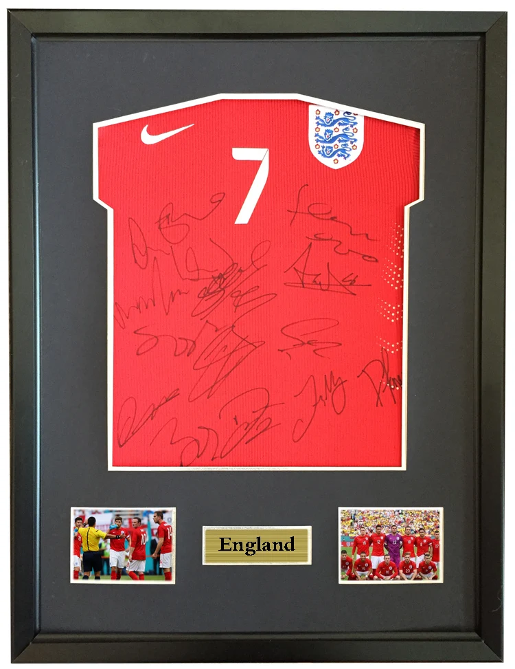 

England whole team signed autographed soccer shirt jersey come with Sa coa framed 2014