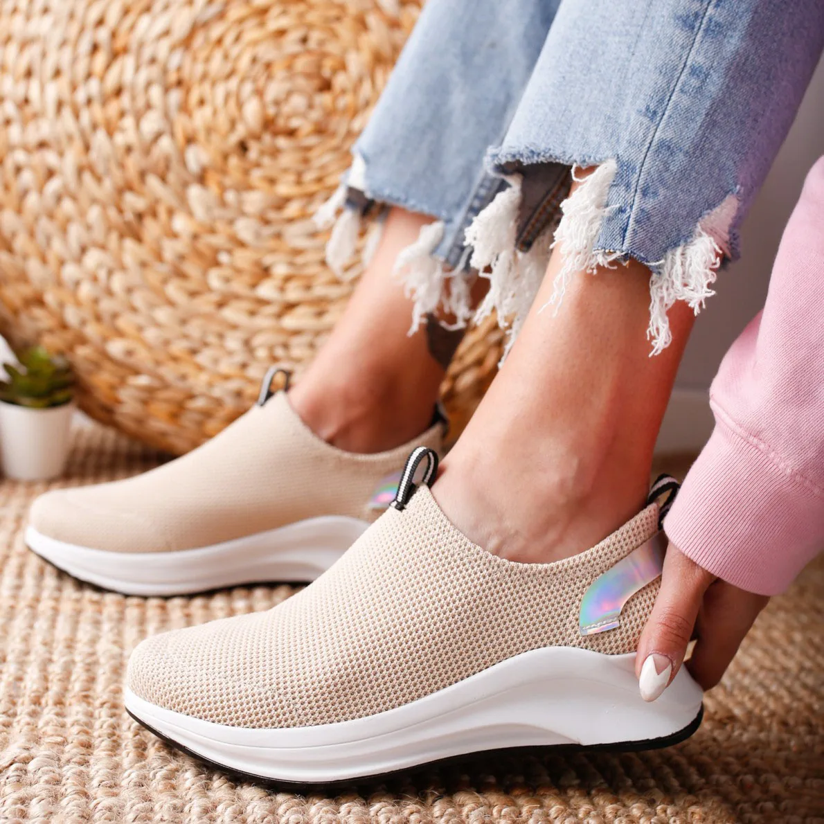 LOOZYKIT/Женская обувь на платформе; женская повседневная обувь; вулканизированные слипоны; высокие дышащие однотонные кроссовки; Повседневная обувь;