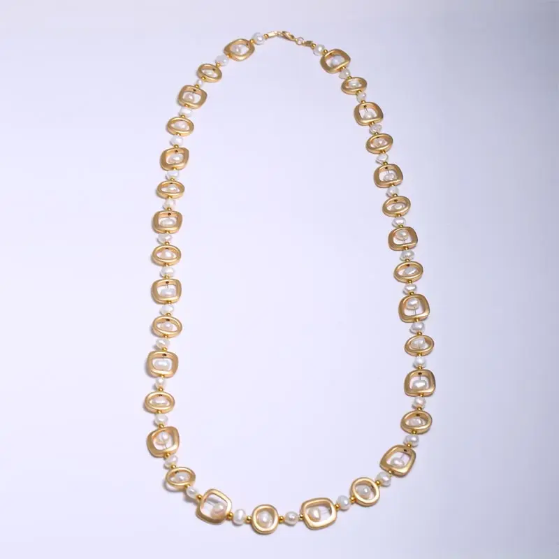 Pearl Necklace Geometry Necklace Pearl 7-8 mm Diameter Personality Match